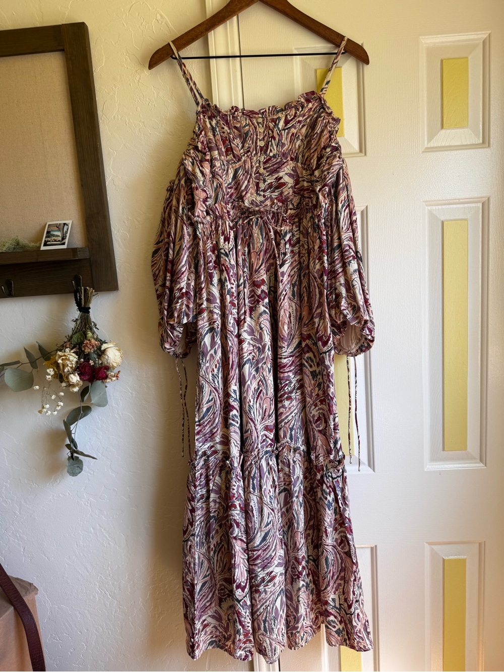 NWT House of Harlow 1960 Pink Mauve Bohemian Off-Shoulder Maxi Dress